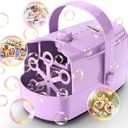 Bubble Machine Durable Automatic Bubble Blower, 18000+ Big Bubbles Per Minute Bubbles for Kids Toddlers Bubble Maker Operated by Plugin or Batteries Bubble Toys for Indoor Outdoor Birthday Party, Pink