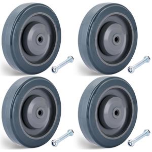 Shopping Cart Wheels Replacement | 4 Pack Shopping Cart Caster, 5-inch Diameter Wheels with Axles Bolts (Grey)