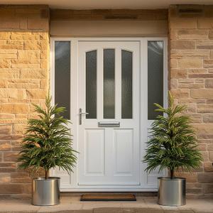 Yunlly 2 Pcs 3FT Artificial Norfolk Pine Trees, Fake Cypress Christmas Tree Urn Filler for Front Porch, Artificial Topiary Shrubs Faux Plants Greenery for Christmas Outdoor Indoor Decor