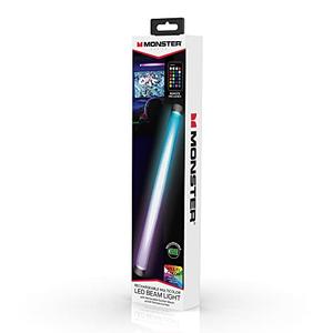 Monster Rechargeable Multi-Color Beam Light Bar With Suction Mount, Includes Multi-White and Dimmable Light Effects, Customize Using Remote Control, DIY Installation, Micro-USB Charging Cable Included