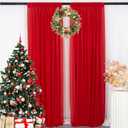 DUOBAO Chiffon Backdrop Curtain-2 Panels 29x108-Inch Red Wedding Fabric Drapes Beach Curtains for Living Room Voile Window Drapes Photography Background for Wedding Ceremony (Red)