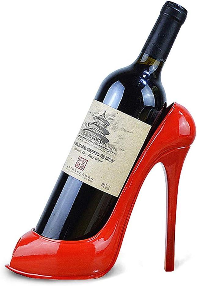 Fantasee High Heel Wine Bottle Holder Countertop Storage Stand for Wedding Party Home Decor (Red High Heel)