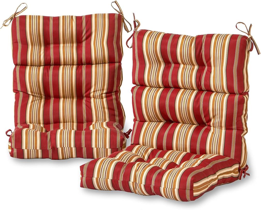Greendale Home Fashions Outdoor 44x22-inch High Back Chair Cushions (Set of 2), Tuscan Stripe