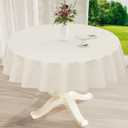 misaya Round Waterproof Vinyl Table Cloth, Plastic Tablecloth with Flannel Backing, Wipeable Table Cover for Dinner, Picnic, Indoor and Outdoor (Weave Patternd, 60")