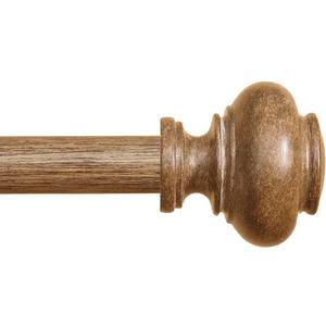 Wood Curtain Rods for Windows 66 to 120 Inch, 1 Inch Heavy Duty Curtain Rods with Imitation Wood Grain Finials, Boho Adjustable Drapery Rods, Farmhouse Rustic Single Window Curtains Rods (66-120")