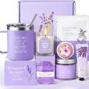 Mothers Day Gifts for Mom, 9pcs Happy Birthday Gifts for Women, Unique Birthday Relaxation Spa Gift Christmas Ideas Relaxing Lavender Set Self Care Gift Basket for Her Mom Sister Friend Teacher (Purple)
