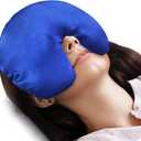 Atsuwell Sinus Mask, Warm Cold Compress Eye Mask for Dry Eyes, Weighted Eye Pillow Microwavable Face Heating Pad for Soothing Sinus Pressure and Relaxation, Blue