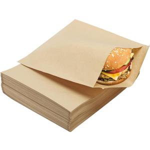 200 Pcs Paper Sandwich Bags 7.9 x 8.6 Inch Greaseproof Wax-lined Brown Lunch Bag Bakery Bags for Cookies Sandwich Snacks Popcorn Doughnut