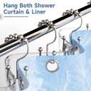 Titanker Shower Curtain Hooks Rings, Rust Resistant Metal Double Glide Shower Hooks Rings for Bathroom Shower Rods Curtains, Set of 12 Hooks - Nickel