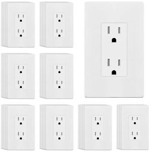 ENERLITES White Decorator Receptacle with Screwless Wall Plate, Standard Electrical Wall Outlet, 15A 125V, Self-Grounding, 2-Pole, 3-Wire, 5-15R, UL Listed, 61502-TR-WSID, 40 Pack, Tamper Resistant