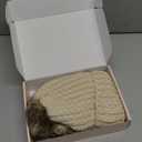 REECHO Beanie Hat Wig, Women's Warm Knitted Beanie Hat with 12" Chocolate Brown Hair Extension, Beige