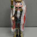 Nutcracker Christmas Decorations, 15 Inch Wooden Soldier Figures Ornament, Christmas Nutcrackers Gift Festive Collectible for Indoor Home Shelves Table Desktop Mantel Fireplace Decor, Green