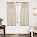 XTMYI 63 Inches Long Beige Country Curtains for Living Room,Sheer Linen Curtains for Bedroom (50"W x 63"L (Pack of 2))
