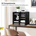 HOOBRO Literature Organizers, 12 Compartments Office Mailbox with Adjustable Shelves, Wood Countertop Literature Sorter for Office, Home, Classroom, Mailrooms Organization Black BK12WF01