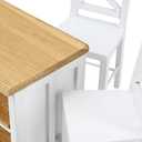 1/12 Dollhouse Kitchen Islands Dining Table Chairs Set Miniature Kitchen with Stools, Modern Wood Furniture for Dollhouse Room Decor Realistic Miniatures for Restaurant Bar Pub Barbie Crafts