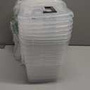 Plastic Storage Bins with Lids 6 Packs, 7 Quart Storage Organizer Bins with Buckle-Up Latches and Handle, Stackable Storage Containers for Home Pantry Office Classroom Organization, Clear (Black)