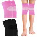 Skylety 2 Pairs Kids Knee Sleeve Kids Knee Brace Children Support Compression Child Sleeve Pads for Basketball, Volleyball, Sports, Gymnastics(Medium,Black, Pink)