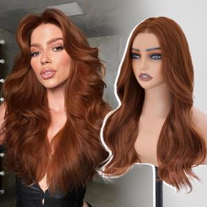 Auburn Wig-Synthetic Lace Front Wig 13X4 HD Wave Glueless Wigs Heat Resistant Wigs (22 Inch)