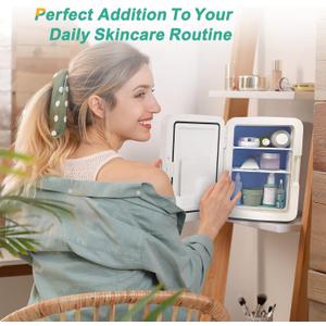 Compact Mini Fridge, 10L Portable Small Refrigerator, 2.6 Gal Mini Fridge with AC/DC Adapters, Small Cosmetics Cooler for Beverage, Food, Makeup, Bedroom, Office, Dorm
