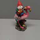 EXYGLO Solar Gnome Garden Statue Decor, 10" Gnome Riding Flamingo Outdoor Funny Decoration for Lawn, Patio, Yard, and Unique Housewarming, Birthday Ornament Gift for Mother, Friend, Family