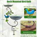 Deck Mounted Bird Feeder and Bath for Railing, Balcony 2-in-1 Outdoor Metal Birdbaths, Adjustable Heavy Duty Clamp for Porch Garden Decor Yard Lawn
