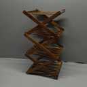 Narrow Shoe Rack-Free Standing Shoe Racks-Bamboo Shoe Storage Organiser Vertical Foldable Shoes Shelf for Entryway,Closet,Hallway,Bedroom (Tawny, 4 Layer)