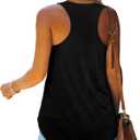 Womens Tank Tops Racerback Loose Shirts for Women Summer (Black, XXL)
