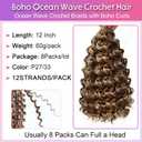 8Packs Curly Crochet Hair Boho Ocean Wave Crochet Hair 12Inch Pre Looped Crochet Hair for Black Women Pre Twisted Bench Curl Crotchet Hair(P27/33, 12inch)