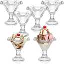 Willinglong 6 Pcs 8oz Glass Ice Cream Sundae Cups Clear Tulip Dessert Bowls Glass Ice Cream Cups Set for Parfait, Trifle, Fruit, Salad, Party