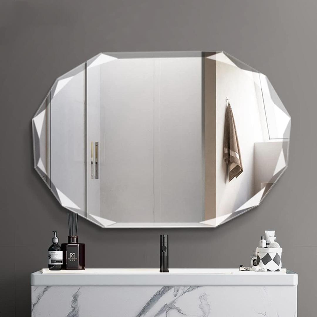Single Beveled Edge Frameless Wall Mount Bathroom Vanity Mirror, 20 X 28 (20"L x 28"W)