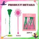 20 Pack Pink and Green Party Decrations, Princess and Witch Party Accessories, Green Witch Broomstick and Glitter Pink Princess Wand Cocktail Stir Sticks for Themed Parties (Drink Stirrers)