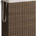 Rolling Laundry Hamper with Wheels and Lid, 90L Slim Laundry Basket with Removable Bag, Foldable Handwoven Rattan Laundry Sorter, Narrow Dirty Clothes Basket Organizer, No Assembly, Vintage