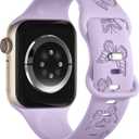 Butterfly Engraved Bands Compatible with Apple Watch Band, Size: 38/40/41/42mm(Series 10) Women, Silicone Sport Strap for iWatch