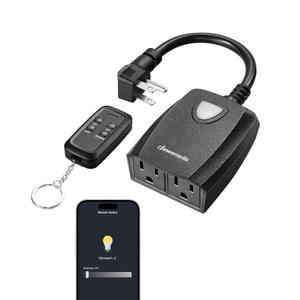 DEWENWILS Outdoor Dimmer for String Lights, Smart Dimmer Plug with Remote, Compatible with Alexa & Google Home, Waterproof, 100FT Range, Remote Dimming for Dimmable LED/Tungsten Bulbs