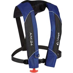Onyx A/M-24 Automatic/Manual Inflatable Life Jacket, U.S. Coast Guard Approved, Low Profile, Compact Design, Manual Convertible Inflation Option