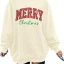 LUKYCILD Christmas Vibes Sweatshirt Women Merry Christmas Shirt Xmas Long Sleeve Shirt Winter Holiday Sweatshirts (L)