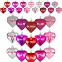 2 x Geosar 30 Pack Conversation Heart Ornaments Valentines Day Decorations, Glitter Matte Heart Shaped Hanging Baubles for Christmas Tree Wedding Home Decor (Red,Silver,Pink,Purple,Rose Red)