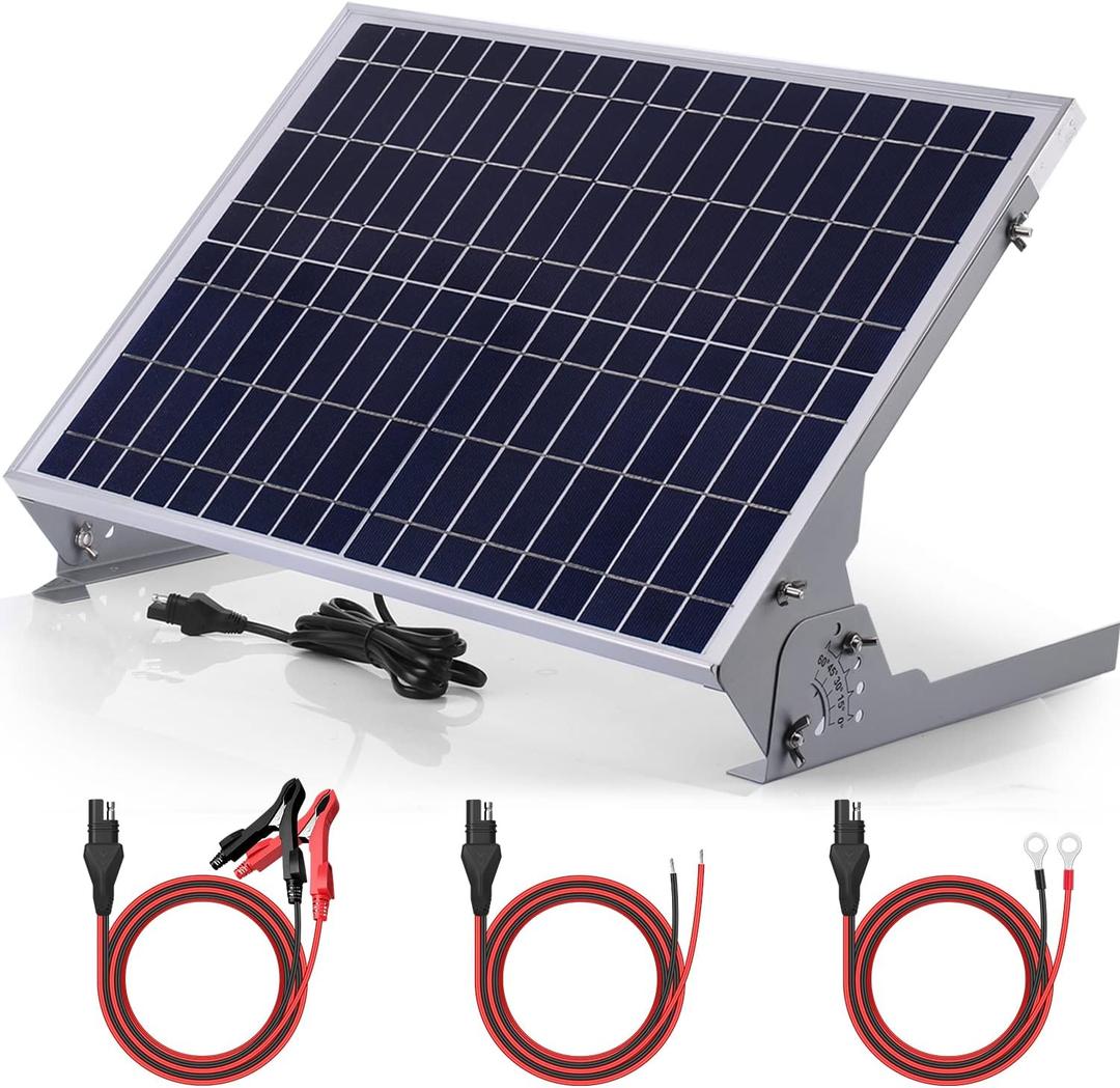 SUNER POWER 30W 12V Solar Battery Charger Maintainer, Built-in Smart MPPT Charge Controller, Adjustable Mount Bracket, Waterproof 30 Watt Solar Panel Kits for Car Automotive Boat Marine RV Trailer