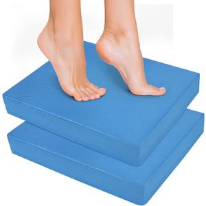 Hungdao 2 Pcs Balance Pad Thick Foam Yoga Core Training Exercise Pad for Adults Physical Therapy Fitness Stability Workout Knee Ankle Strength Training Home Work Floor (16 x 13 x 2 Inches, Blue)