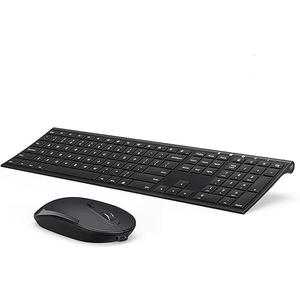 Wireless Keyboard and Mouse, Vssoplor 2.4GHz Rechargeable Compact Quiet Full-Size Keyboard and Mouse Combo with Nano USB Receiver for Windows, Laptop, PC, Notebook-Black