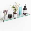 Glass Shelves for Bathroom,20-Inch Brushed Nickel Floating Bathroom Shelf Stainless Steel Tempered Glass Shelf Modern Shelves Wall Mounted