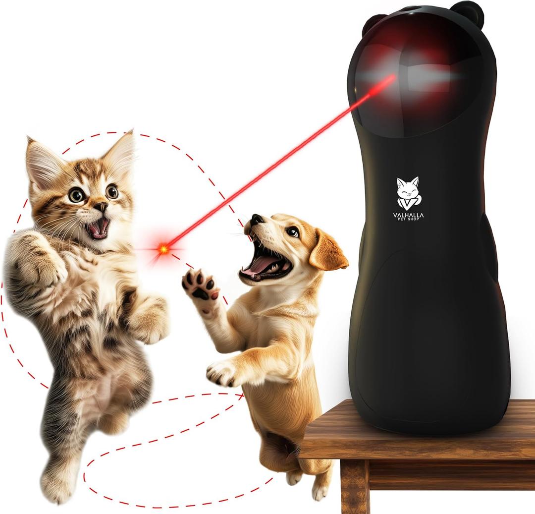 Automatic Cat Laser Toy, Interactive Laser Cat Dog Toys, Indoor Cat Toys, New 2025 Black Model, Multiple Trajectories, Low & High Movement Speed for Cats Puppies & Kittens