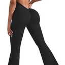 OLCHEE Womens Flare Jumpsuits One Piece Seamless Butt Scrunch Workout Romper Square Neck Backless Wide Leg Unitard - Black Small