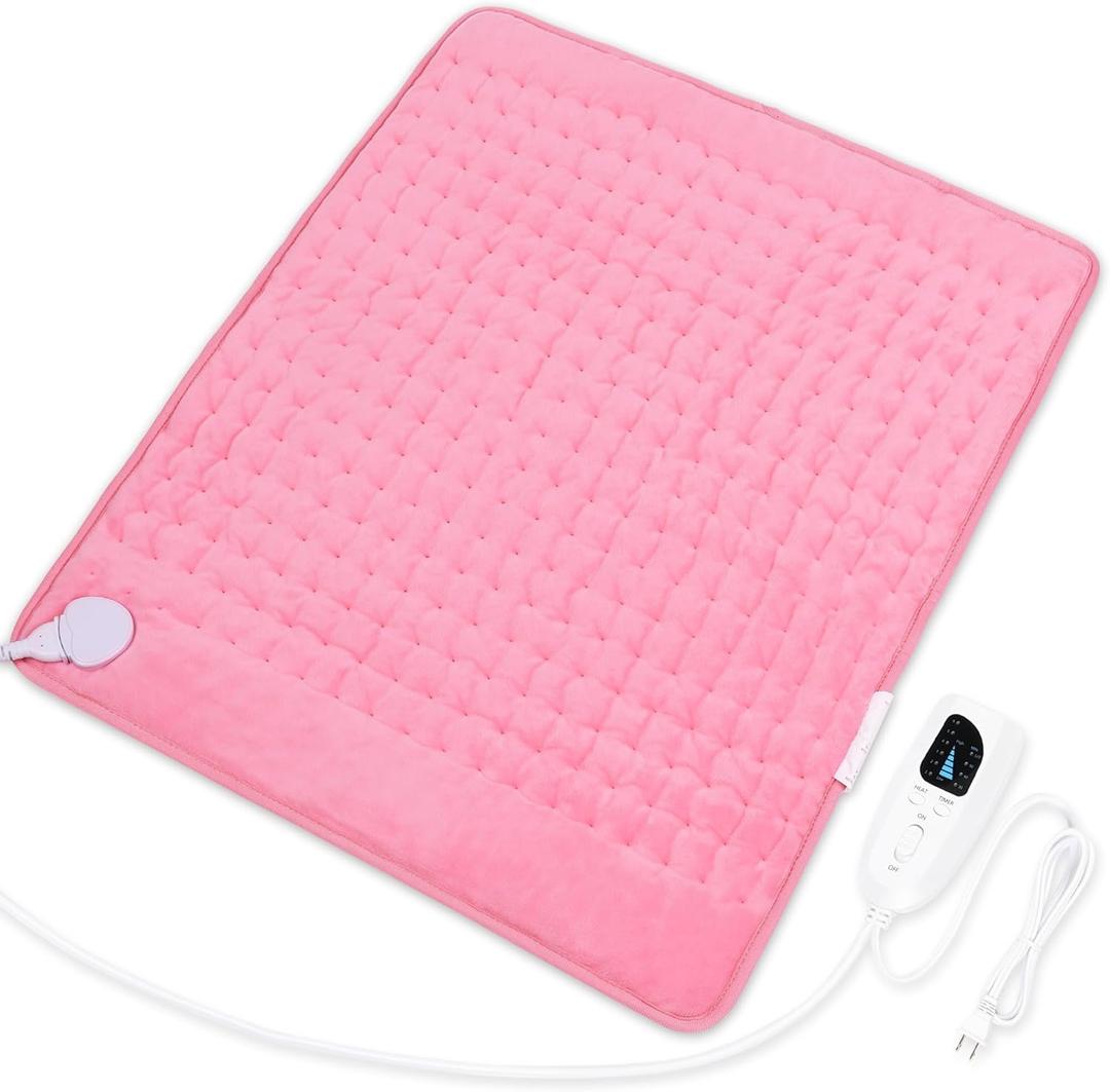 Heating Pad,Electric Heating Pads for Back,Hot Heated Pad for Abdomen,Shoulder,Knee,Multiple Temp and Auto Shut Off(Baby Pink,20''24'')