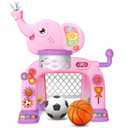 Shemira Toddler Basketball Hoop & Soccer Goal Activity Center Toys with Light & Music,Elephant Toddlers Musical Toys Gift, Baby & Toddlers Christmas Birthday Gift for 1 2 3 Year Old Boys & Girls
