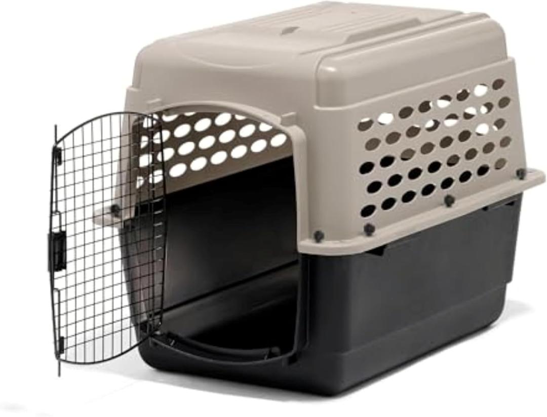 Petmate Vari Dog Kennel - Portable Dog Carriers & Crates for Medium Dogs, Airline-Friendly, Durable Plastic, Pet Carrier For Home and Travel, 32 Inches, Taupe and Black (32.0"L x 22.5"W x 24.0"H)