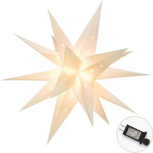 23" Plug-in Moravian Star Outdoor Light with Timer, Warm White 3D PVC Christmas Star IP44 Waterproof Hanging Decoration for Porch, Garden, Wedding, Indoor Holiday Display