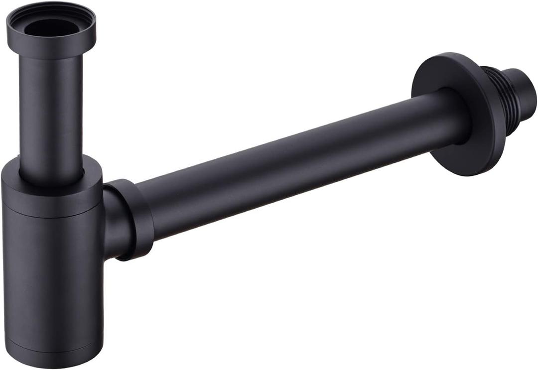 Upgrade Your Bathroom with ZASLEME Decorative Adjustable Bottle P Trap Kit for Sink and Basin Drainage - Matte Black Finish