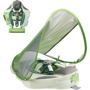 Mambobaby Float Deluxe Baby Pool Float: Safe & Comfortable Swim Trainer for Infants & Toddlers, Non-Inflatable Design, UV Protection Canopy, Fun Water Experience for Ages 3-24 Months