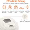 Amazon Basics Programmable Bread Maker, 2 Pound Non-Stick Automatic Bread Making Machine, 14 Settings for Breads, Doughs, Gluten-Free Options, ExpressBake, 3 Crust Colors, LCD Display, White